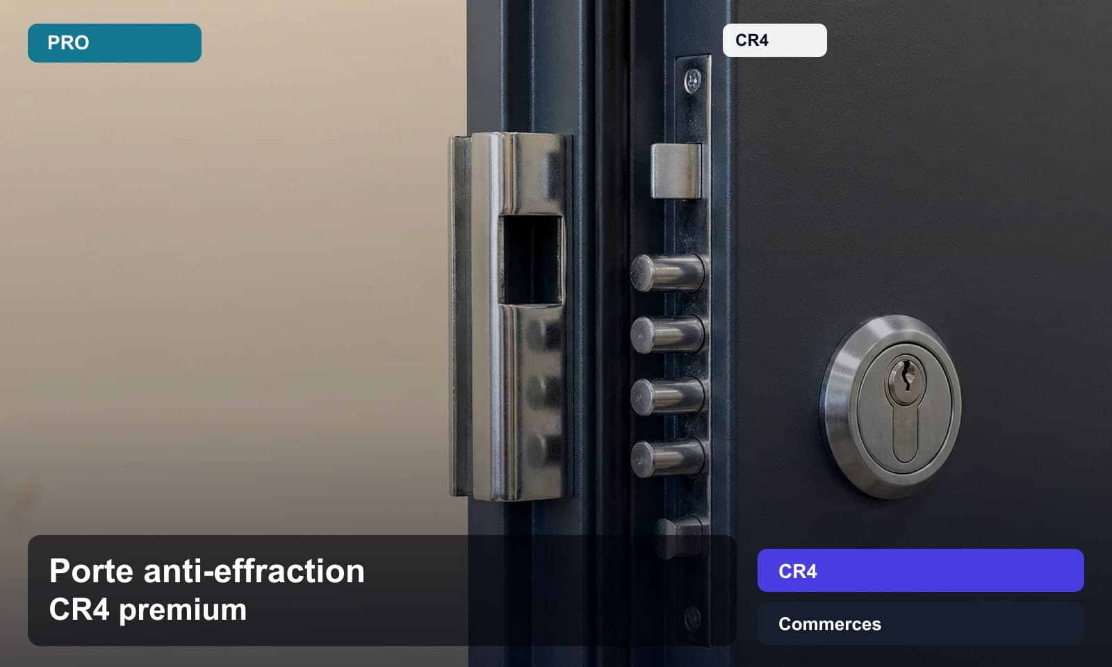 Photo porte anti-effraction cr4 premium norme CR4 pour Commerces