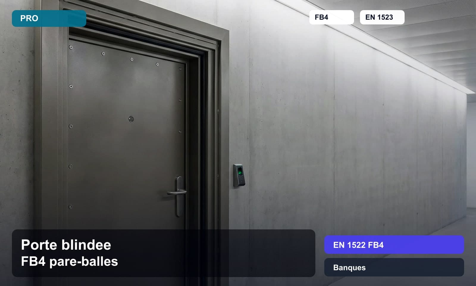 Photo porte blindee fb4 pare-balles norme EN 1522 FB4 pour Banques