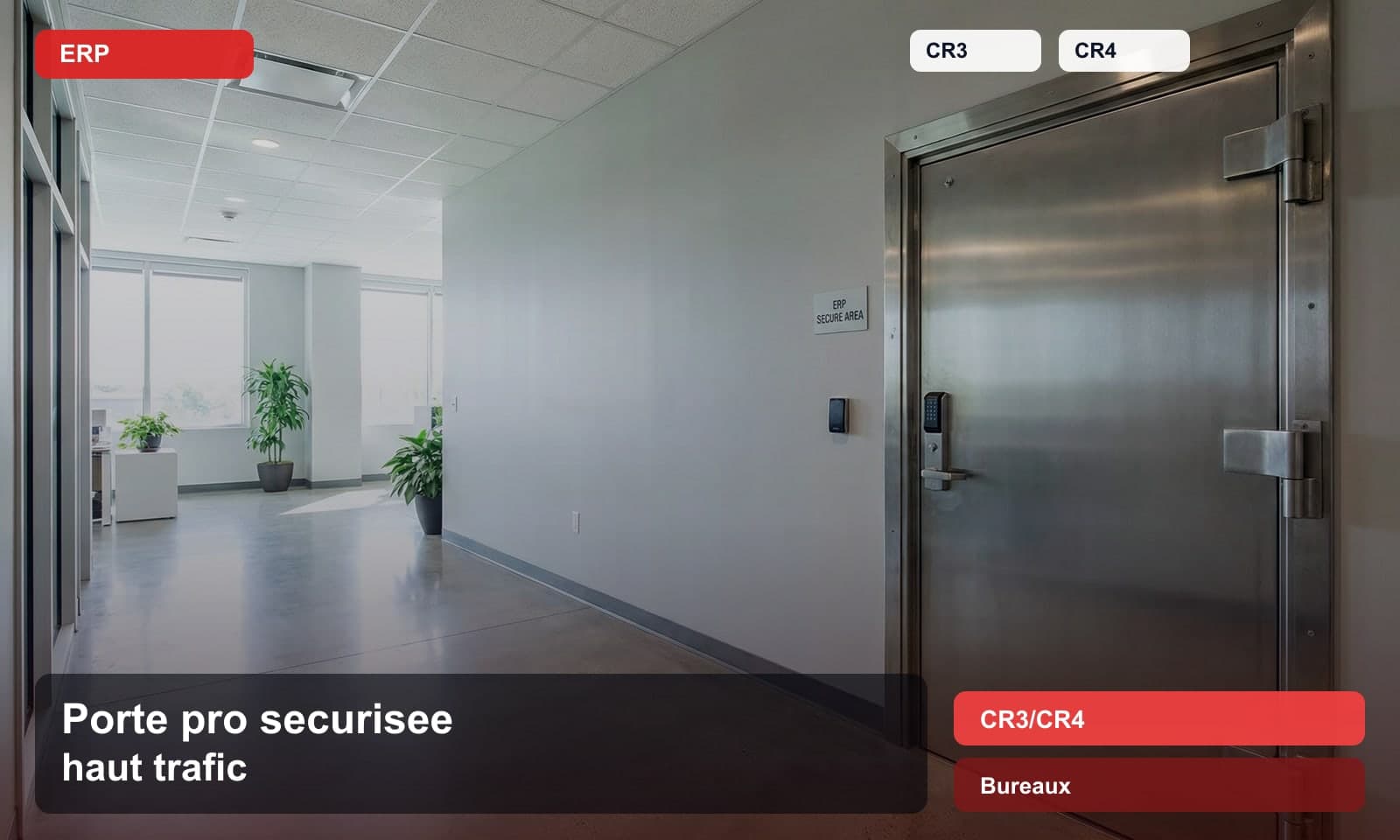 Photo porte pro securisee haut trafic norme CR3/CR4 pour Bureaux